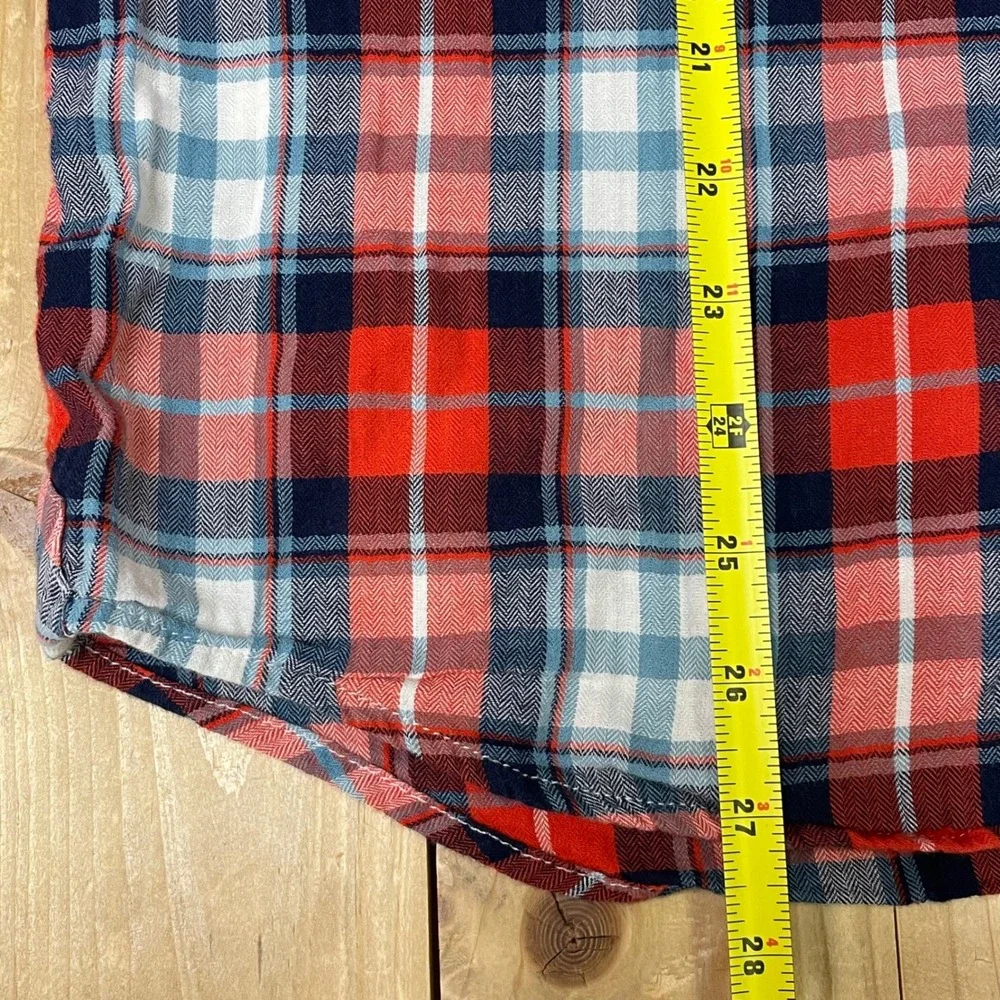 The North Face Mens Plaid‎ Short Sleeve Button Up Shirt Red Blue L